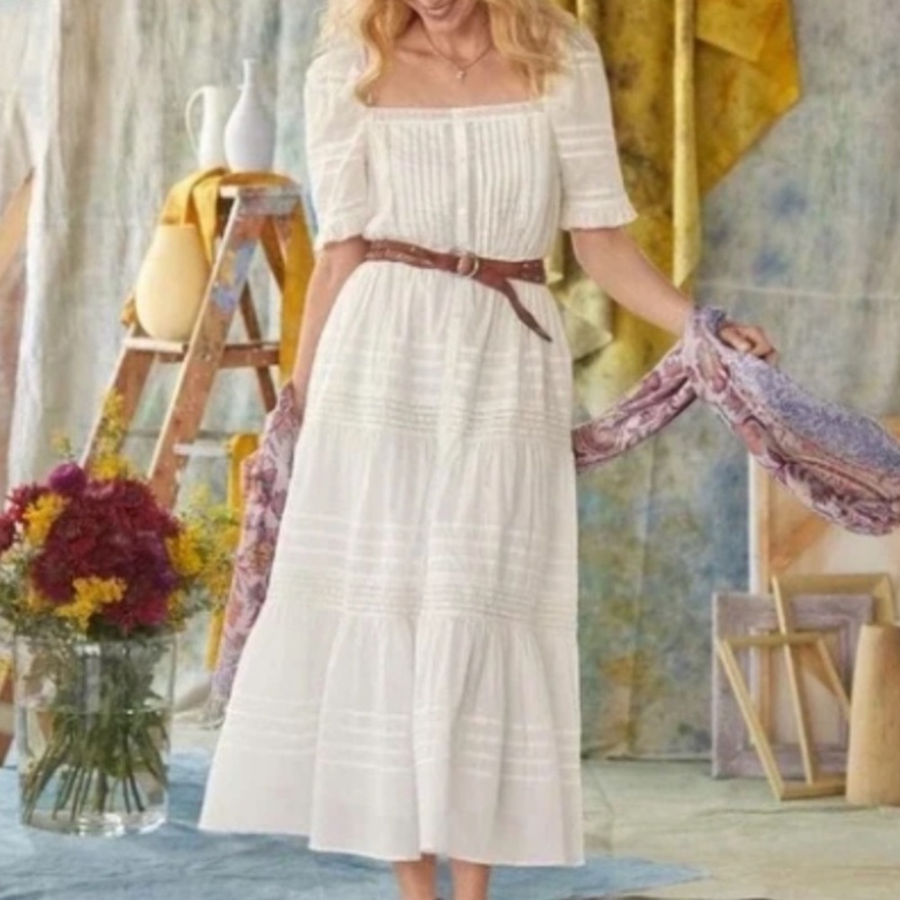 SUNDANCE MIRABELLE
WHITE MAXI DRESS BUTTON FRONT
WESTERN TIERED MEDIUM